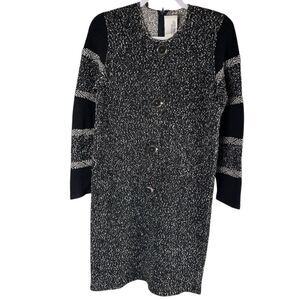 Steve Fabrikant Black Wool Blend Long Sleeve Knit Sweater Dress Size Medium